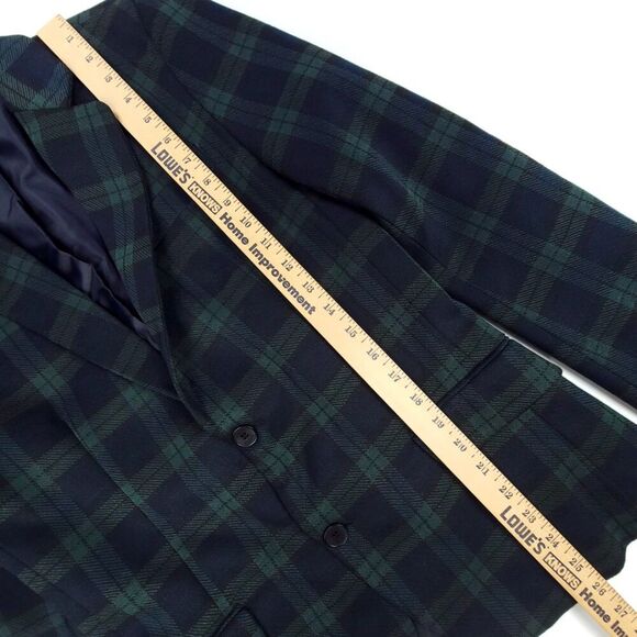 NEW Zara Tartan Plaid 2 Button Blazer Jacket with Elbow Patch Mens Small Green - Picture 4 of 12